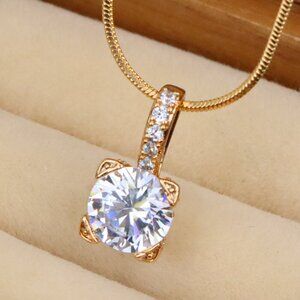 "Elegant White Solitaire Pendant with Sparkling Bail Accent, XPPT1715